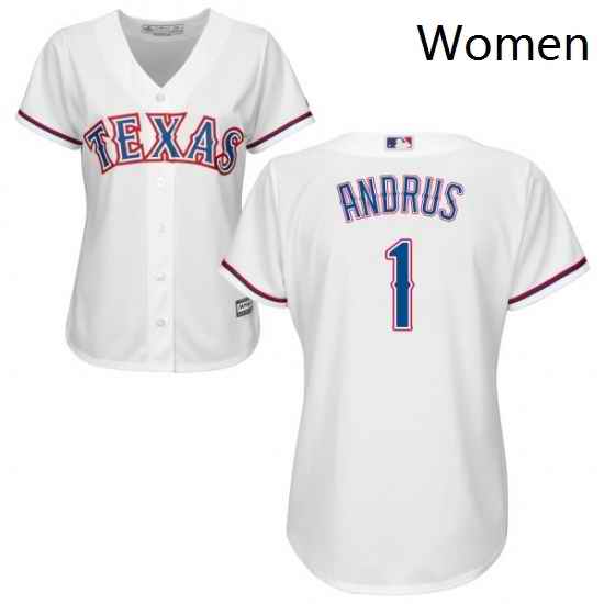 Womens Majestic Texas Rangers 1 Elvis Andrus Authentic White Home Cool Base MLB Jersey